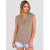 image:imageANRABESS Womens Tops Dressy Casual Lace Cap Sleeve Henley Shirts Summer Sleeveless Button Up Blouses 2026 Spring OutfitsKhaki