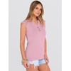 image:imageANRABESS Womens Tops Dressy Casual Lace Cap Sleeve Henley Shirts Summer Sleeveless Button Up Blouses 2026 Spring OutfitsPink
