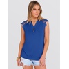 image:imageANRABESS Womens Tops Dressy Casual Lace Cap Sleeve Henley Shirts Summer Sleeveless Button Up Blouses 2026 Spring OutfitsRoayl Blue