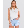image:imageANRABESS Womens Tops Dressy Casual Lace Cap Sleeve Henley Shirts Summer Sleeveless Button Up Blouses 2026 Spring OutfitsWhite