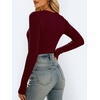 image:imageANRABESS Womens VNeck Ribbed Kint Fitted Long Sleeve Shirts  Soft lightweight Slim Fit Tops Work Going Out Layering Tshirts Casual Basic 2026 Fall Winter OutfitsBurgundy
