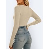 image:imageANRABESS Womens VNeck Ribbed Kint Fitted Long Sleeve Shirts  Soft lightweight Slim Fit Tops Work Going Out Layering Tshirts Casual Basic 2026 Fall Winter OutfitsBeige
