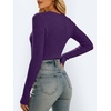image:imageANRABESS Womens VNeck Ribbed Kint Fitted Long Sleeve Shirts  Soft lightweight Slim Fit Tops Work Going Out Layering Tshirts Casual Basic 2026 Fall Winter OutfitsPurple