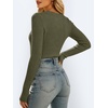 image:imageANRABESS Womens VNeck Ribbed Kint Fitted Long Sleeve Shirts  Soft lightweight Slim Fit Tops Work Going Out Layering Tshirts Casual Basic 2026 Fall Winter OutfitsArmy Green