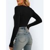 image:imageANRABESS Womens VNeck Ribbed Kint Fitted Long Sleeve Shirts  Soft lightweight Slim Fit Tops Work Going Out Layering Tshirts Casual Basic 2026 Fall Winter OutfitsBlack