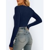 image:imageANRABESS Womens VNeck Ribbed Kint Fitted Long Sleeve Shirts  Soft lightweight Slim Fit Tops Work Going Out Layering Tshirts Casual Basic 2026 Fall Winter OutfitsNavy Blue