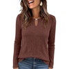 image:imageANRABESS Womens Ribbed Knit Long Sleeve Tops  Keyhole Neck Blouse Soft Stretch Fuzzy Shirt Regular Fit for Business Office Daily Wear Fall amp SpringRust Red