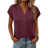 image:imageANRABESS Womens Summer TopsCap Sleeve V Neck Loose Fit Henley ShirtsDressy Casual for Work Business amp Daily Trendy OutfitsWine Red