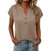 image:imageANRABESS Womens Summer TopsCap Sleeve V Neck Loose Fit Henley ShirtsDressy Casual for Work Business amp Daily Trendy OutfitsYellow Khaki