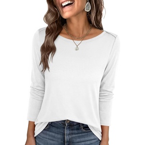 image:imageANRABESS Womens Boat Neck 34 Sleeve Top 2026 Summer Fall Fashion T Shirt  Soft Stretchy Breathable StripedSolidPrinted Basic Tees Casual amp Work Wear Travel Vacation Outfits AllSeason ClothingWhite
