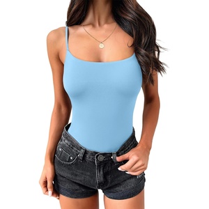 image:imageANRABESS Womens Cropped Spaghetti Strap Double Lined Tank Tops  Square Neck Camisole Soft Stretchy Silky Fabric Slim Fit Casual Summer Layering Going Out Workout Y2K Basic StyleLight Blue