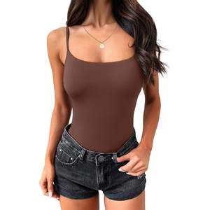 image:imageANRABESS Womens Cropped Spaghetti Strap Double Lined Tank Tops  Square Neck Camisole Soft Stretchy Silky Fabric Slim Fit Casual Summer Layering Going Out Workout Y2K Basic StyleBrown