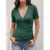 image:imageANRABESS Women Short Sleeve V Neck Shirts  Comfy Soft Slim Fitted Wrap Sexy Top Dressy Casual Daily Wear Work Vacation Going Out Spring Summer SweaterGreen
