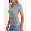 image:imageANRABESS Women Short Sleeve V Neck Shirts  Comfy Soft Slim Fitted Wrap Sexy Top Dressy Casual Daily Wear Work Vacation Going Out Spring Summer SweaterGrey