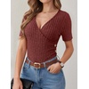 image:imageANRABESS Women Short Sleeve V Neck Shirts  Comfy Soft Slim Fitted Wrap Sexy Top Dressy Casual Daily Wear Work Vacation Going Out Spring Summer SweaterRust Orange