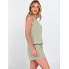 image:imageANRABESS Womens 2 Piece Outfits Striped Summer Casual Sleeveless Tank Top Matching Shorts Lounge Sets Beach Vacation ClothesArmy Green White Plaid