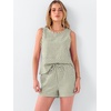 image:imageANRABESS Womens 2 Piece Outfits Striped Summer Casual Sleeveless Tank Top Matching Shorts Lounge Sets Beach Vacation ClothesArmy Green White Plaid