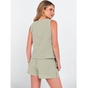 image:imageANRABESS Womens 2 Piece Outfits Striped Summer Casual Sleeveless Tank Top Matching Shorts Lounge Sets Beach Vacation ClothesArmy Green White Plaid
