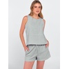 image:imageANRABESS Womens 2 Piece Outfits Striped Summer Casual Sleeveless Tank Top Matching Shorts Lounge Sets Beach Vacation ClothesDeep Green White Stripe