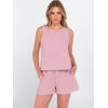 image:imageANRABESS Womens 2 Piece Outfits Striped Summer Casual Sleeveless Tank Top Matching Shorts Lounge Sets Beach Vacation ClothesPink White Plaid