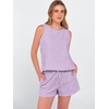 image:imageANRABESS Womens 2 Piece Outfits Striped Summer Casual Sleeveless Tank Top Matching Shorts Lounge Sets Beach Vacation ClothesPurple White Stripe