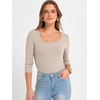 image:imageANRABESS Womens 34 Sleeve Scoop Neck Tops Ribbed Knit Slim Fitted Casual Basic Tee Shirts 2026 Fall Trendy Going Out TShirtBeige