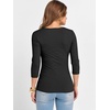 image:imageANRABESS Womens 34 Sleeve Scoop Neck Tops Ribbed Knit Slim Fitted Casual Basic Tee Shirts 2026 Fall Trendy Going Out TShirtBlack