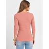 image:imageANRABESS Womens 34 Sleeve Scoop Neck Tops Ribbed Knit Slim Fitted Casual Basic Tee Shirts 2026 Fall Trendy Going Out TShirtCoral