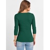 image:imageANRABESS Womens 34 Sleeve Scoop Neck Tops Ribbed Knit Slim Fitted Casual Basic Tee Shirts 2026 Fall Trendy Going Out TShirtDeep Green
