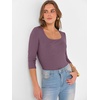 image:imageANRABESS Womens 34 Sleeve Scoop Neck Tops Ribbed Knit Slim Fitted Casual Basic Tee Shirts 2026 Fall Trendy Going Out TShirtDeep Purple