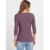 image:imageANRABESS Womens 34 Sleeve Scoop Neck Tops Ribbed Knit Slim Fitted Casual Basic Tee Shirts 2026 Fall Trendy Going Out TShirtDeep Purple