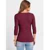 image:imageANRABESS Womens 34 Sleeve Scoop Neck Tops Ribbed Knit Slim Fitted Casual Basic Tee Shirts 2026 Fall Trendy Going Out TShirtDeep Red
