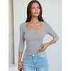 image:imageANRABESS Womens 34 Sleeve Scoop Neck Tops Ribbed Knit Slim Fitted Casual Basic Tee Shirts 2026 Fall Trendy Going Out TShirtGrey