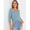 image:imageANRABESS Womens 34 Sleeve Scoop Neck Tops Ribbed Knit Slim Fitted Casual Basic Tee Shirts 2026 Fall Trendy Going Out TShirtGrey Blue