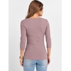 image:imageANRABESS Womens 34 Sleeve Scoop Neck Tops Ribbed Knit Slim Fitted Casual Basic Tee Shirts 2026 Fall Trendy Going Out TShirtGrey Pink