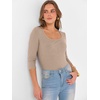 image:imageANRABESS Womens 34 Sleeve Scoop Neck Tops Ribbed Knit Slim Fitted Casual Basic Tee Shirts 2026 Fall Trendy Going Out TShirtKhaki