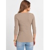 image:imageANRABESS Womens 34 Sleeve Scoop Neck Tops Ribbed Knit Slim Fitted Casual Basic Tee Shirts 2026 Fall Trendy Going Out TShirtKhaki