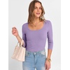 image:imageANRABESS Womens 34 Sleeve Scoop Neck Tops Ribbed Knit Slim Fitted Casual Basic Tee Shirts 2026 Fall Trendy Going Out TShirtLight Purple