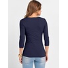 image:imageANRABESS Womens 34 Sleeve Scoop Neck Tops Ribbed Knit Slim Fitted Casual Basic Tee Shirts 2026 Fall Trendy Going Out TShirtNavy Blue