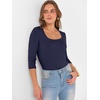image:imageANRABESS Womens 34 Sleeve Scoop Neck Tops Ribbed Knit Slim Fitted Casual Basic Tee Shirts 2026 Fall Trendy Going Out TShirtNavy Blue