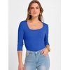 image:imageANRABESS Womens 34 Sleeve Scoop Neck Tops Ribbed Knit Slim Fitted Casual Basic Tee Shirts 2026 Fall Trendy Going Out TShirtRoyal Blue