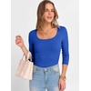 image:imageANRABESS Womens 34 Sleeve Scoop Neck Tops Ribbed Knit Slim Fitted Casual Basic Tee Shirts 2026 Fall Trendy Going Out TShirtRoyal Blue