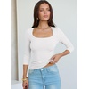 image:imageANRABESS Womens 34 Sleeve Scoop Neck Tops Ribbed Knit Slim Fitted Casual Basic Tee Shirts 2026 Fall Trendy Going Out TShirtWhite