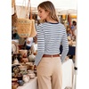 image:imageANRABESS Womens Boat Neck Tops Long Sleeve Shirts  Soft Stretchy Comfort FabricStripedamp FloralDaily Work Going Out TravelDressy CasualFall Winter Outfits ClothesNavy Blue Stripe