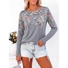 image:imageANRABESS Womens Boat Neck Tops Long Sleeve Shirts  Soft Stretchy Comfort FabricStripedamp FloralDaily Work Going Out TravelDressy CasualFall Winter Outfits ClothesGrey White Floral