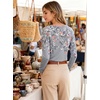 image:imageANRABESS Womens Boat Neck Tops Long Sleeve Shirts  Soft Stretchy Comfort FabricStripedamp FloralDaily Work Going Out TravelDressy CasualFall Winter Outfits ClothesGrey White Floral