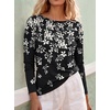 image:imageANRABESS Womens Boat Neck Tops Long Sleeve Shirts  Soft Stretchy Comfort FabricStripedamp FloralDaily Work Going Out TravelDressy CasualFall Winter Outfits ClothesBlcak White Leaf