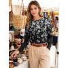 image:imageANRABESS Womens Boat Neck Tops Long Sleeve Shirts  Soft Stretchy Comfort FabricStripedamp FloralDaily Work Going Out TravelDressy CasualFall Winter Outfits ClothesBlcak White Leaf