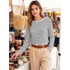 image:imageANRABESS Womens Boat Neck Tops Long Sleeve Shirts  Soft Stretchy Comfort FabricStripedamp FloralDaily Work Going Out TravelDressy CasualFall Winter Outfits ClothesWhite Black Stripe
