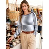 image:imageANRABESS Womens Boat Neck Tops Long Sleeve Shirts  Soft Stretchy Comfort FabricStripedamp FloralDaily Work Going Out TravelDressy CasualFall Winter Outfits ClothesNavy Blue Stripe